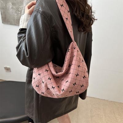 Velours côtelé imprimé hiver nouvelle tendance mode décontracté épaule portable grande capacité sac fourre-tout