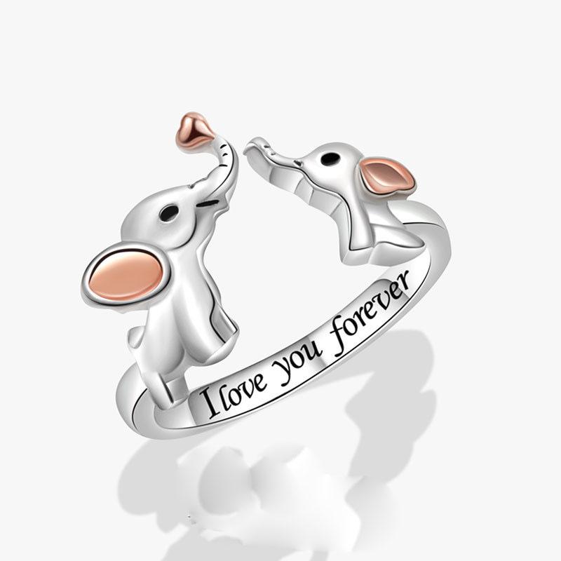 

925 Sterling Silver Geometric Elephat Engrave Ring For Women Men Simple Design Fashion Open Adjustable Handmade Couple Ring Gift resizable