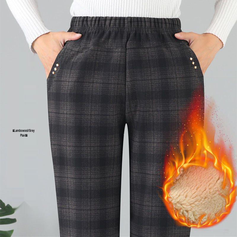 Women's High Waist Elastic Velvet Pants - Loose Straight Leg for Autumn/Winter