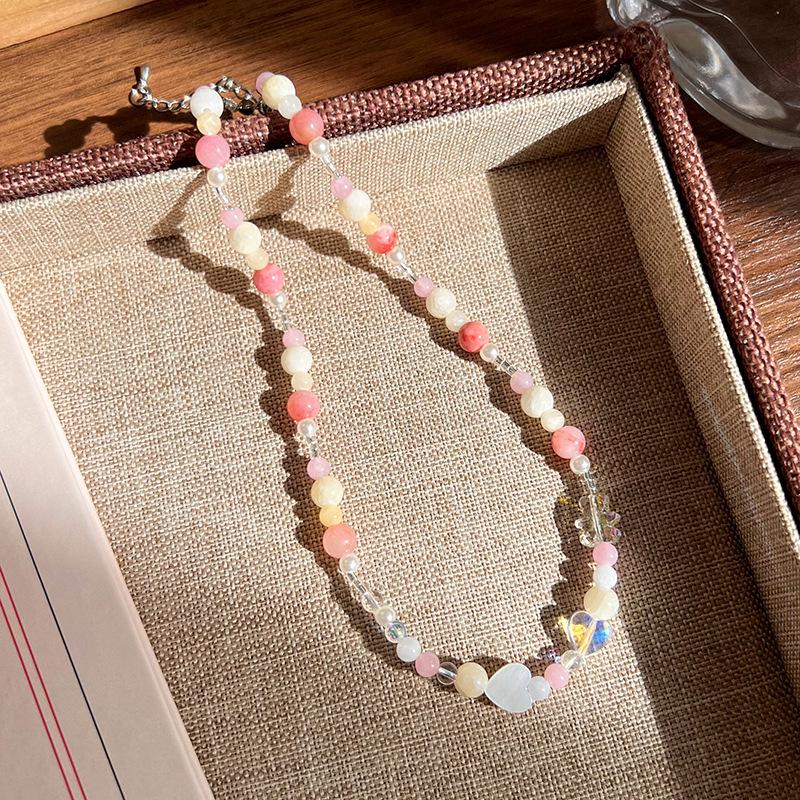 Sweet Dopamine Beaded Necklace: Trendy Heart, Flower & Bow Choker