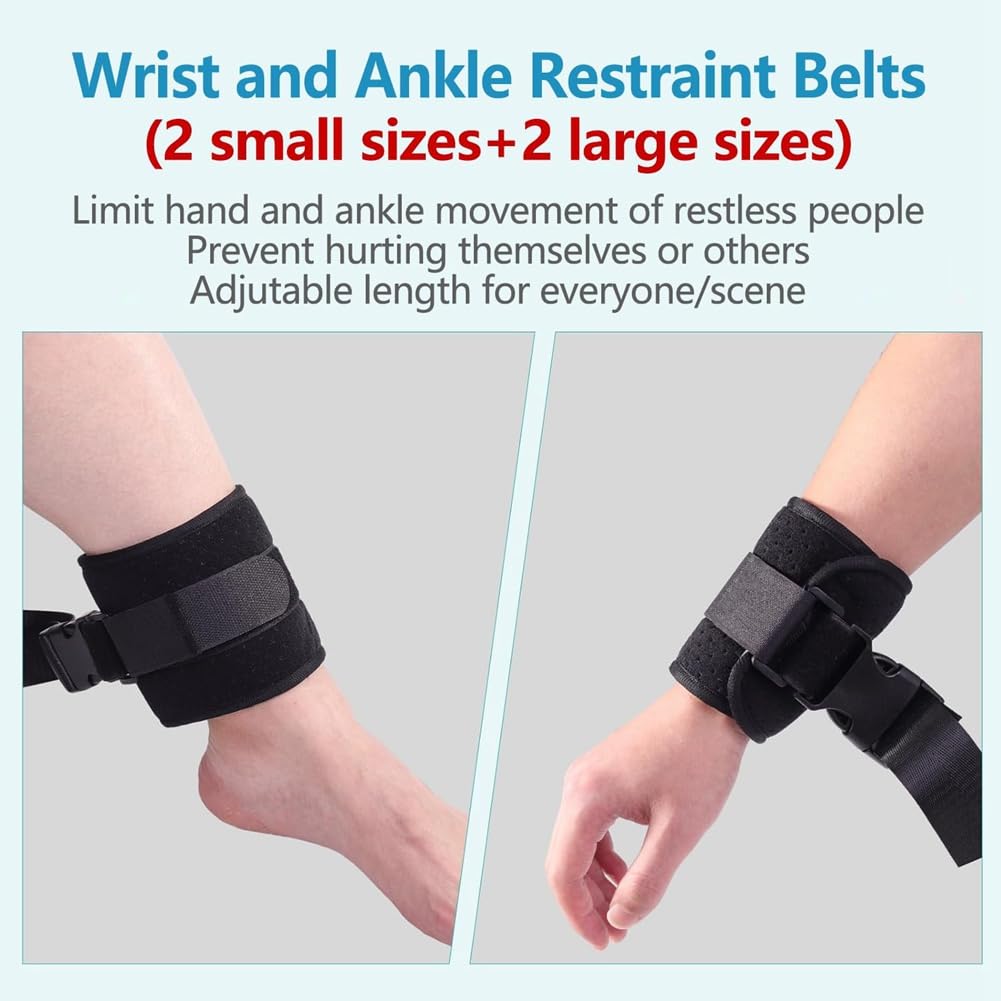 Haskoss Patient Medical Restraints with Bed Restraint Belts for Wrist and Limb Holders Quick-Release Buckles, Ankle, (4 Pieces)