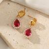 1 Pair Luxurious Colored Cubic Zirconia Drop Shape Dangle Earrings for Women Stud Earring Jewelry Wedding Party Accessories
