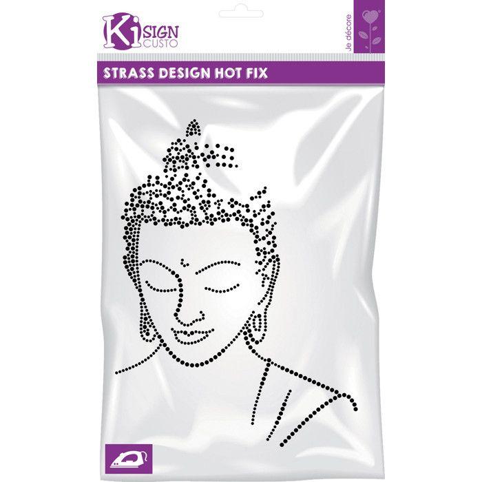 Ki-Sign - Transfert thermocollant clou et strass Bouddha Profil 25x19 cm