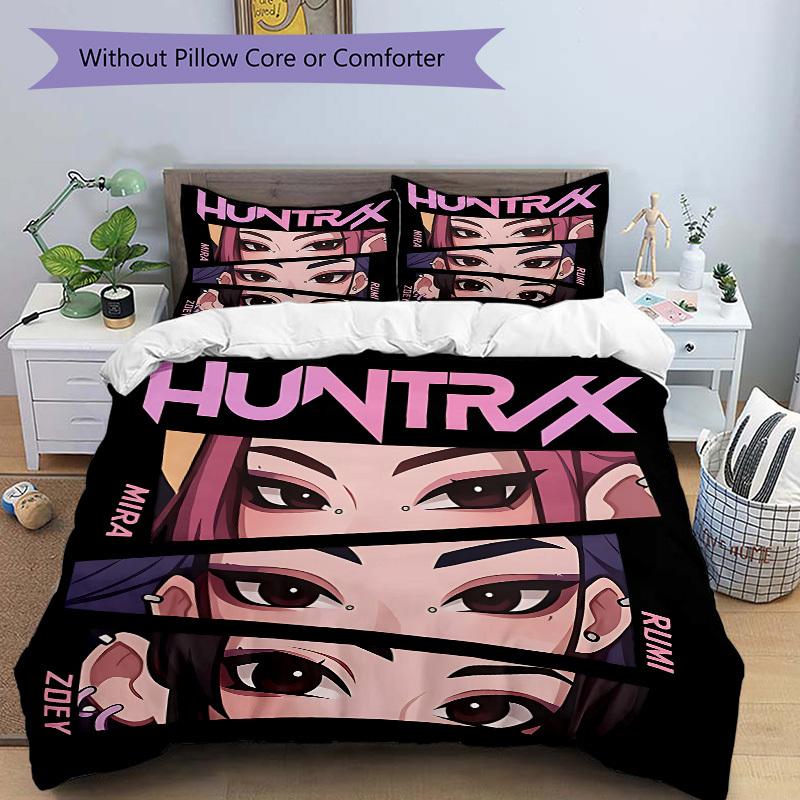 3pcs bedding set K-Pop Demon Hunters Includes 1 Comforter+2 Pillowcases, Without Pillow Inserts, Soft Comfortable, Lightweight Breathable,206