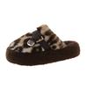 Autumn and winter new leopard print hair slippers women's winter warm thick bottom bag head hair slippers home wear cotton drag women
