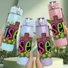 1PC He Is Risen Floral Letter 750ml Color Plastic Sports Water Bottle Leakproof Flip Straw Lid Suitable for Sports Office Home Use