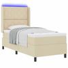 LED Boxspring Bed with Headboard Cream 90 X 200 Cm Fabric