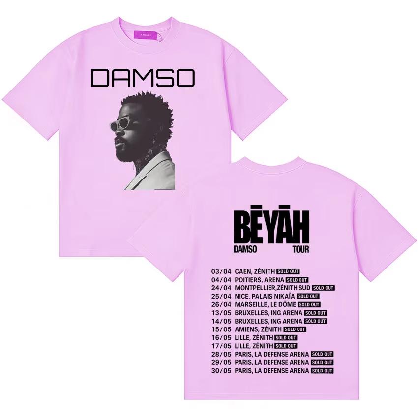 Singer Damso Tour Beyah Album Hip Hop Aesthetic Short Sleeve T Shirt Unisex WOMEN Loose ONeck Cotton Tshrit Unisex Ins Yk