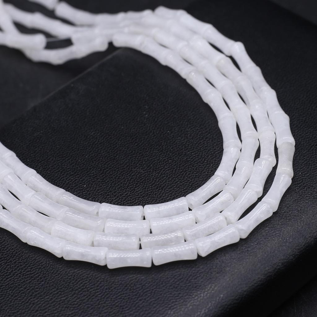 1 Strang, Naturstein Kanadischer Jade Obsidian Klarer Quarz Kristallperlen, Handgefertigte Pflanzen Bambusgelenk-förmige Perlen, 1,2×5cm, zur DIY Schmuckherstellung