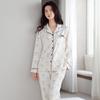Women's Pure Cotton Long Sleeve Pajama Set - Casual Two-Piece with Simple Print for Home or Outwear