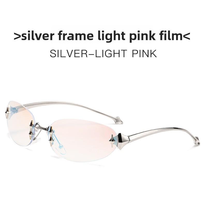 Modern European Fashion Sunglasses With Blue Gradient Lenses And Metal Frame For Summer Outings