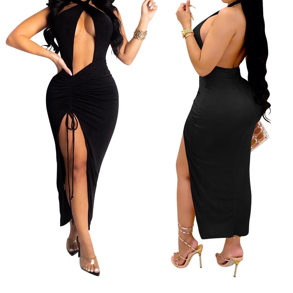 backless string dress