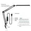 LED Folding Long Arm 12V Clip-on Eye Protection Desk Lamp with USB