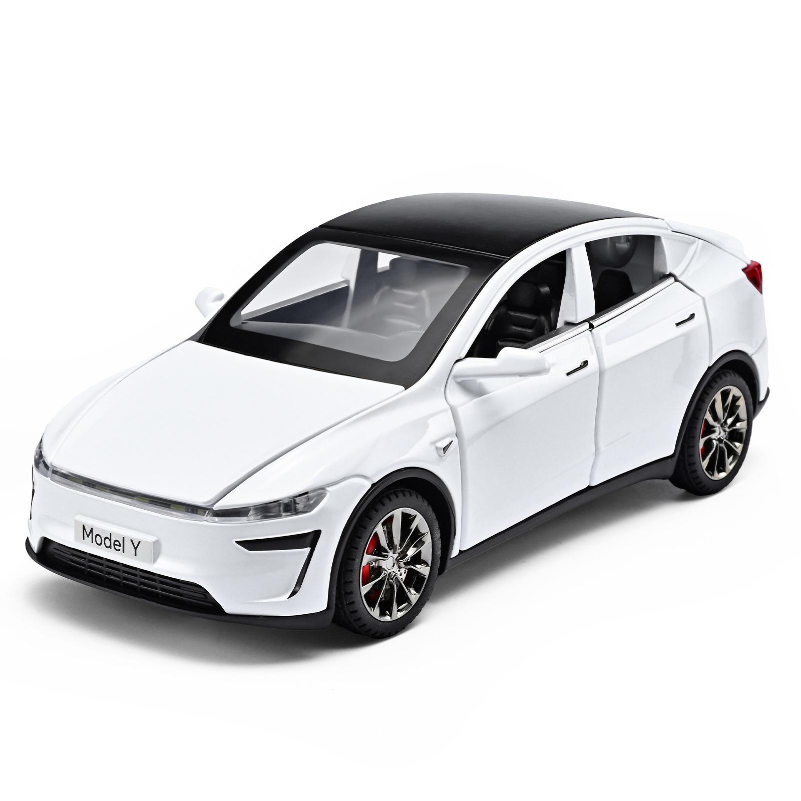 

НОВЫЙ 1/32 Tesla MODEL Y MODELY Металлическая модель автомобиля со звуком и светом, на пружинном механизме, Детская игрушка, Коллекционный предмет, Подарок на день рождения белый