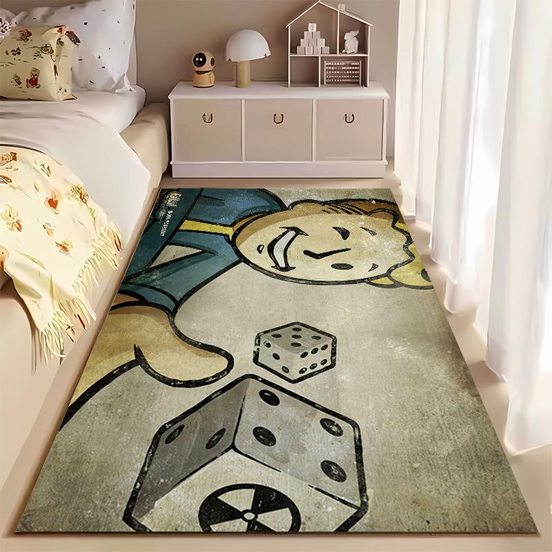 "Vintage Boy with Dice Illustration Rug Non-slip Rug Suitable for Living Room and Bedroom Sofas"