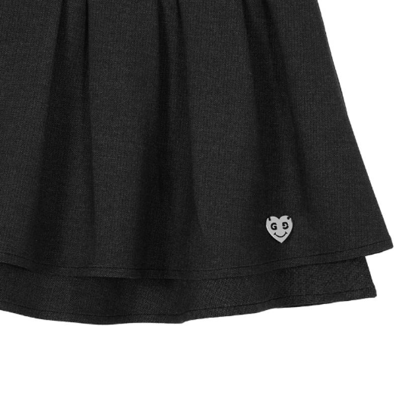 GOXO Charcoal Two Layer Skirt Metal Heart