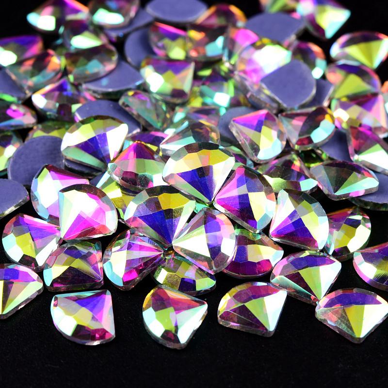 Blinginbox Hight Quality Rhinestone Bulk Special Shapes Crystal AB Hot Fix Rhinestones Iron on Rhinestones for Fabric Decoration