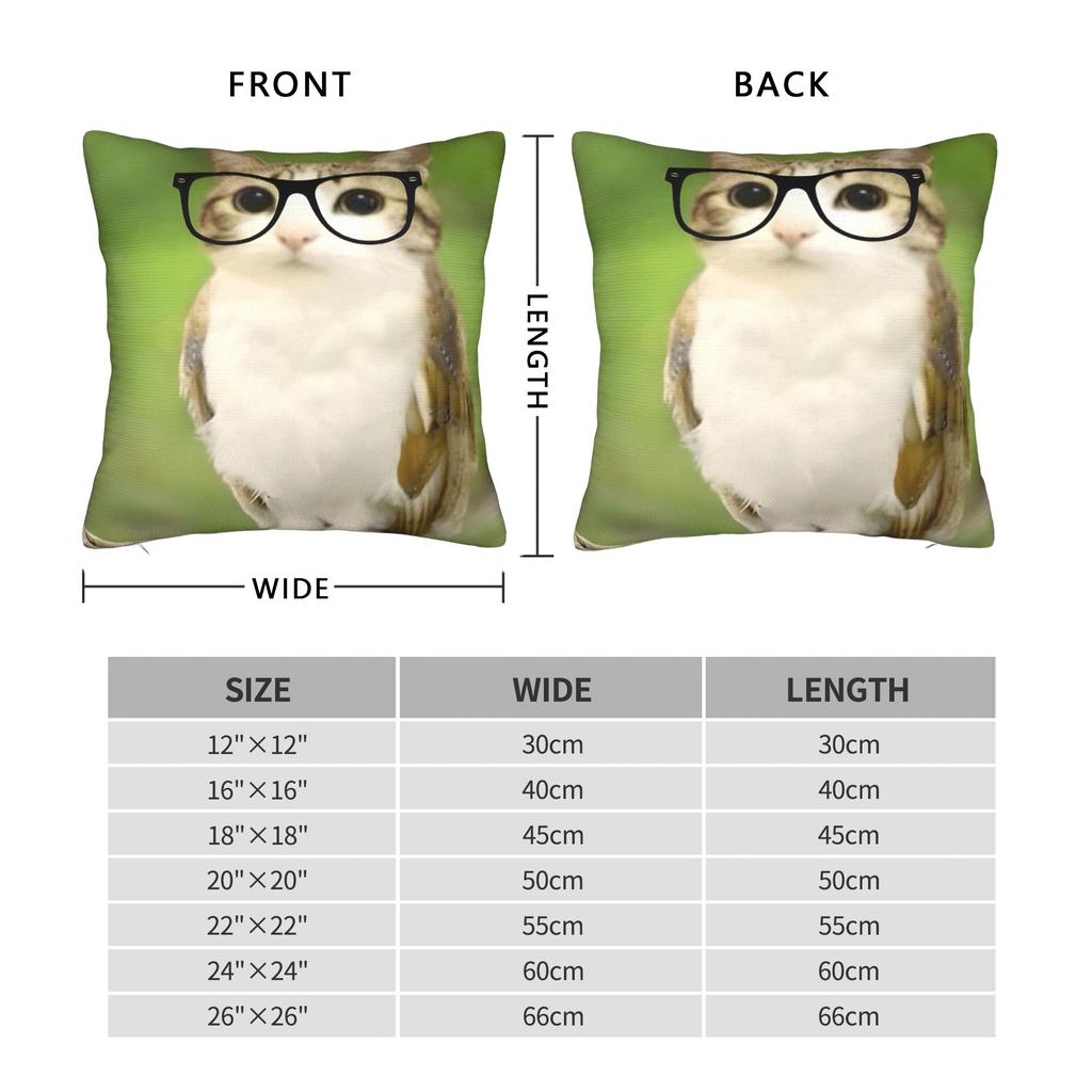Decorative Pillowcase Meowl Cat Owl Meme Accessories Bed Pillow Case Cover Zippered Multi-Size