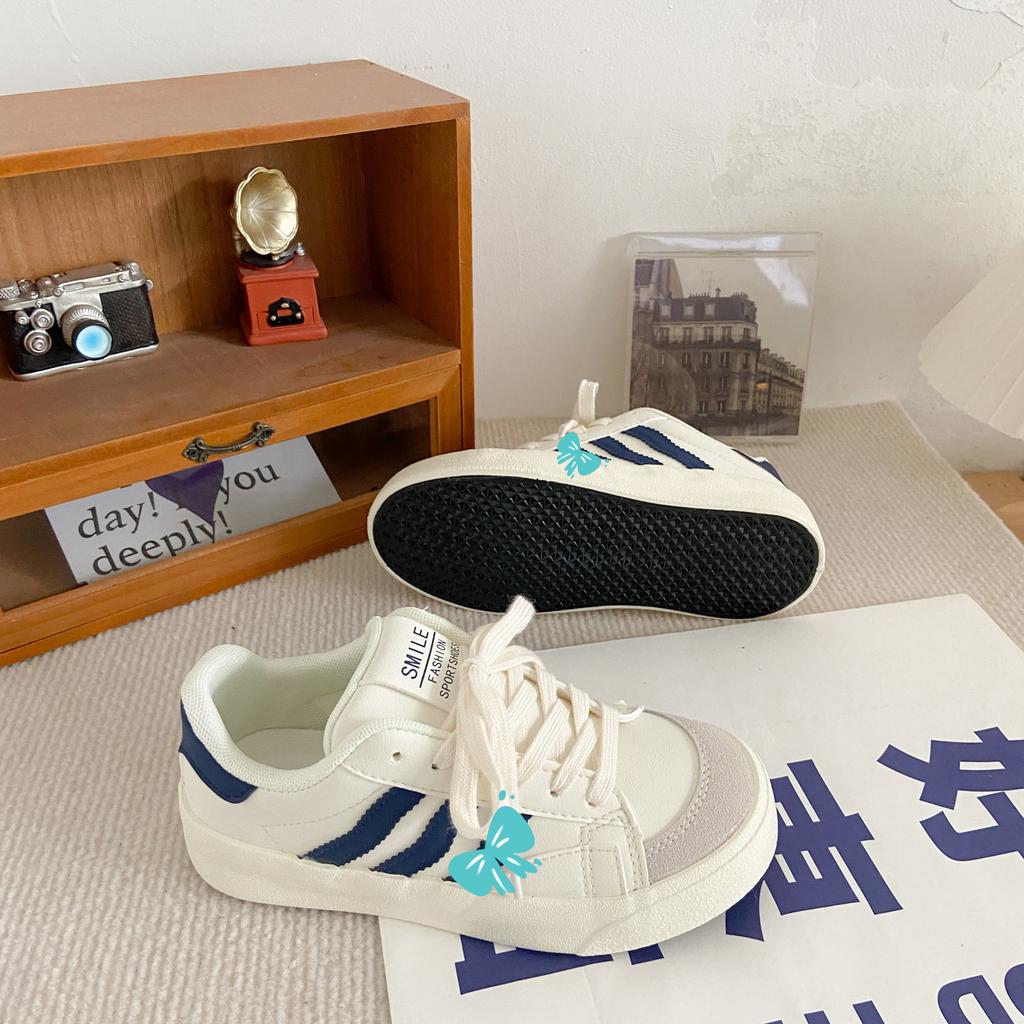 G1089 Hong Kong style leather surface white shoes women's 2025 new student versatile ins trendy retro design casual board shoes