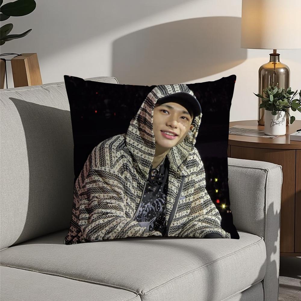 H-Heiß KPOP Idol h-Hyunjin Kissenbezug 3D-Druck Polyesterfaser 40*40cm Zuhause Sofa Wurf Dekoration Festival Geschenk