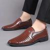 Men's Leather Shoes Summer Casual Soft Bottom Breathable Business Sandals Hollow Hole Leather Shoes Dress Shoes Dad Shoes Husband Shoes