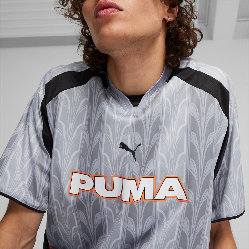 Puma Retro Football Jersey With Letter Print Casual Breathable Short Sleeve Unisex Tops Gray 627885-42