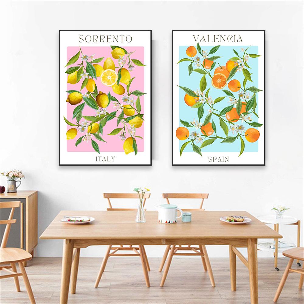 Fruit Market Prints Valencia Wall Art Poster Classical Sorrento Canvas Painting Italy Spain Food Home Kitchen Dinning Room Decor