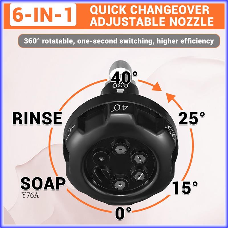 

Good-Pressure Washer Nozzle, 6 In 1 Spray Nozzle, Adjustable High Power Washer Nozzle Tips With 1/4Inch Quick Connect Easy To Us чорний