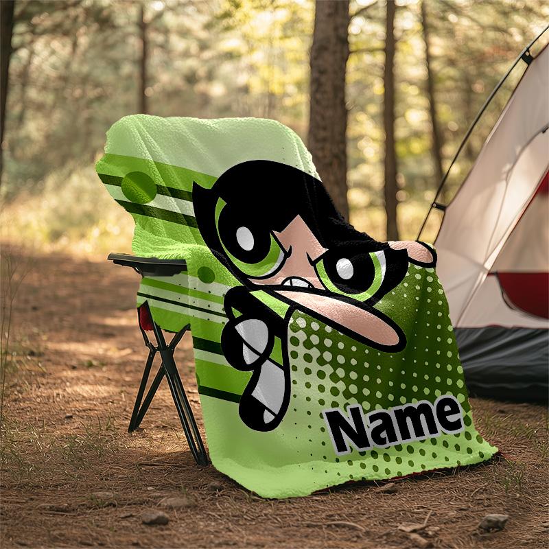Customizable The Powerpuff Girls Throw Blanket – Personalized Name, All-Season Cozy Snug Blanket, Machine Washable, Personalized Blanket
