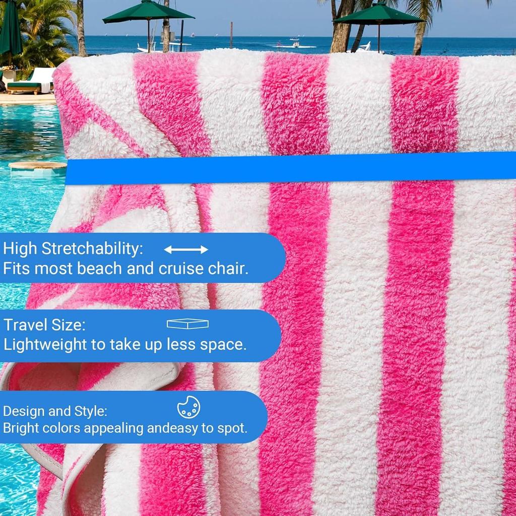 Beach Towel Bands (6-Pack), Portable Towel Bands for Beach Chairs & Cruise Chairs Pool Chair, Vacation Choice Beach Chair Towel Clips, Great