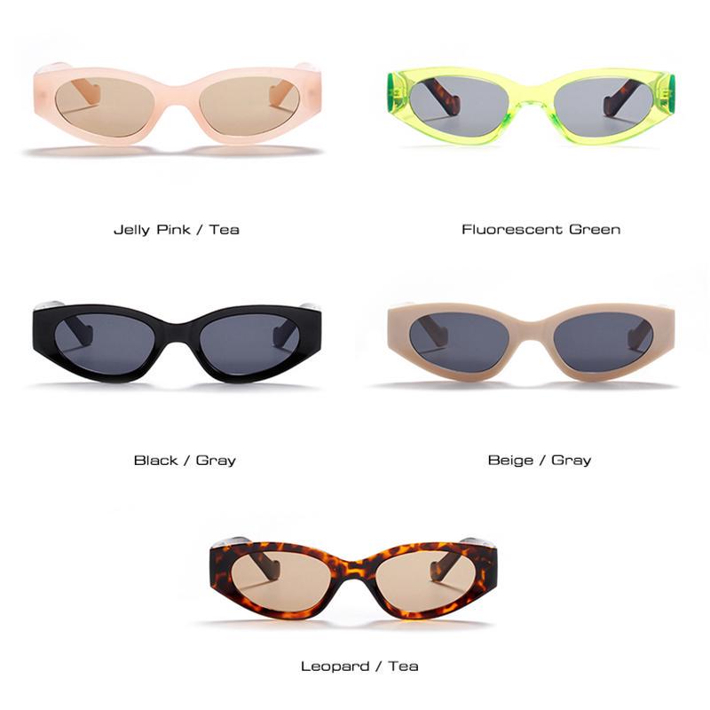 SHAUNA Fashion Small Cat Eye Sunglasses Women Fluorescent Green Leopard Eyewear Vintage Men Sun Glasses Shades UV400