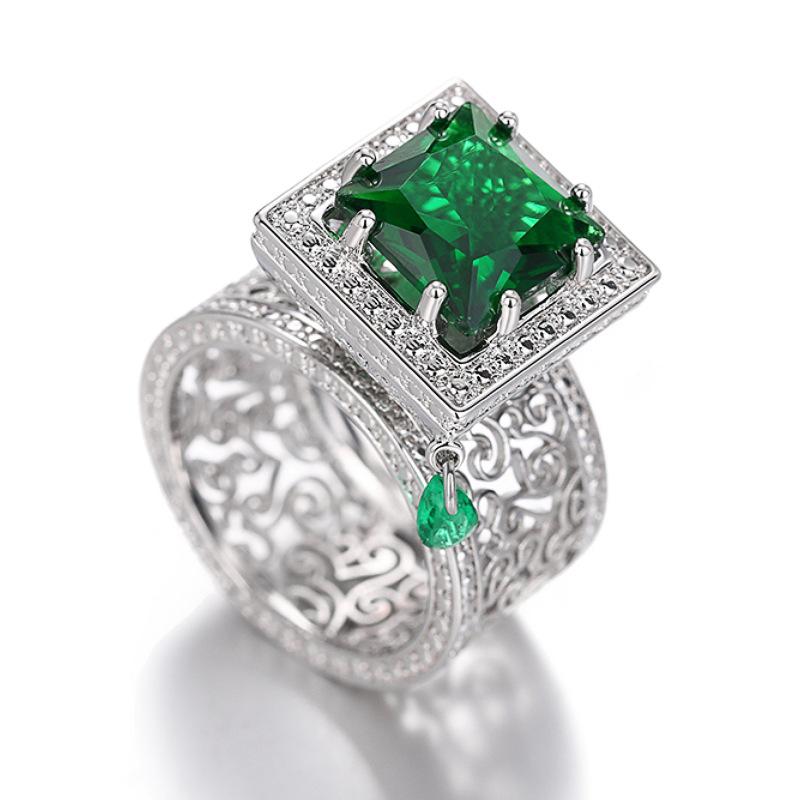 High-End Luxury Zircon-Encrusted Geometric Rings For Women, Exquisite Design Wedding Rings, Fashion Accessories And Jewelry.