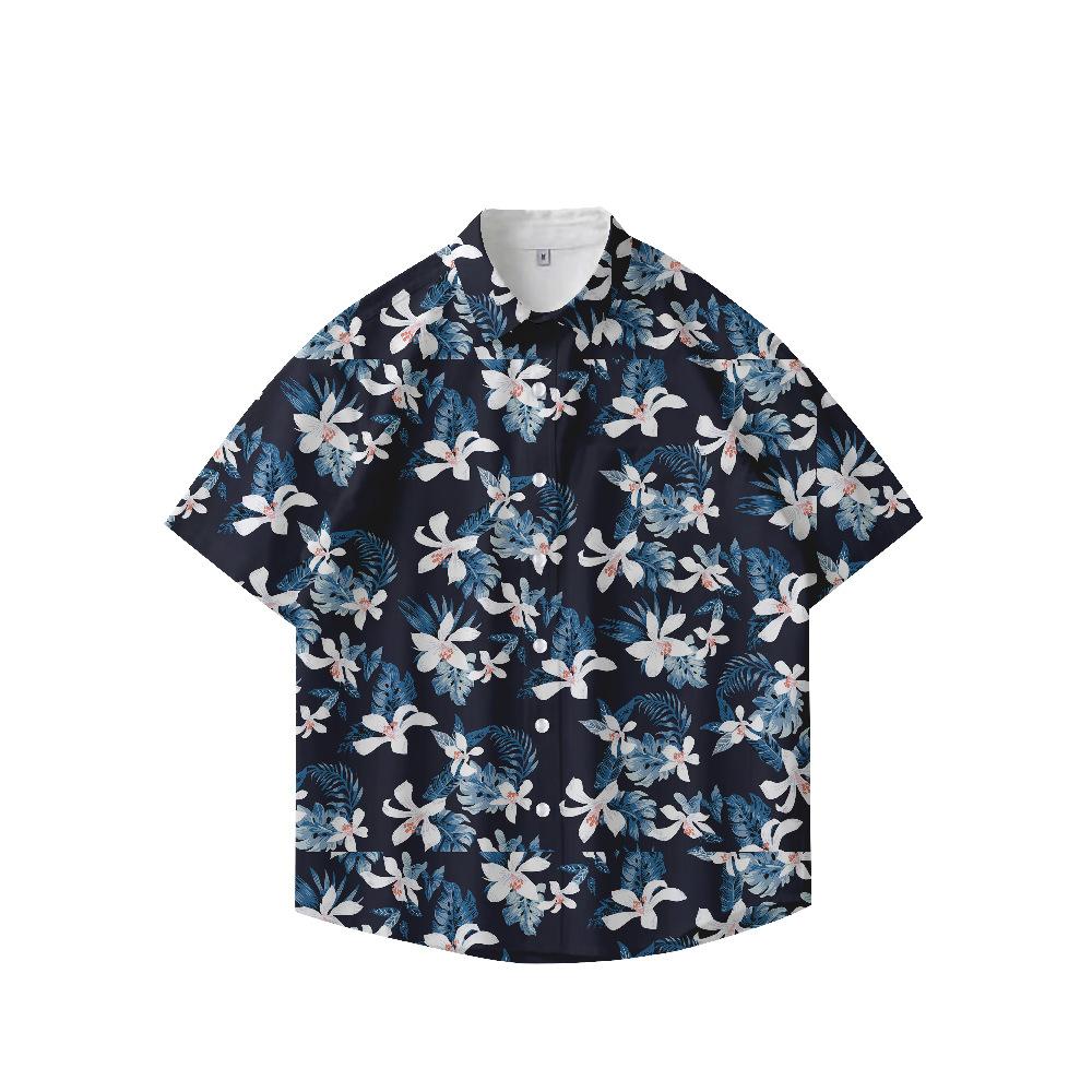 Summer 3D Printed Short Sleeve Flower Shirt Men'S Vintage Hawaiian Beach Casual Loose Men'S Large Size Shirt