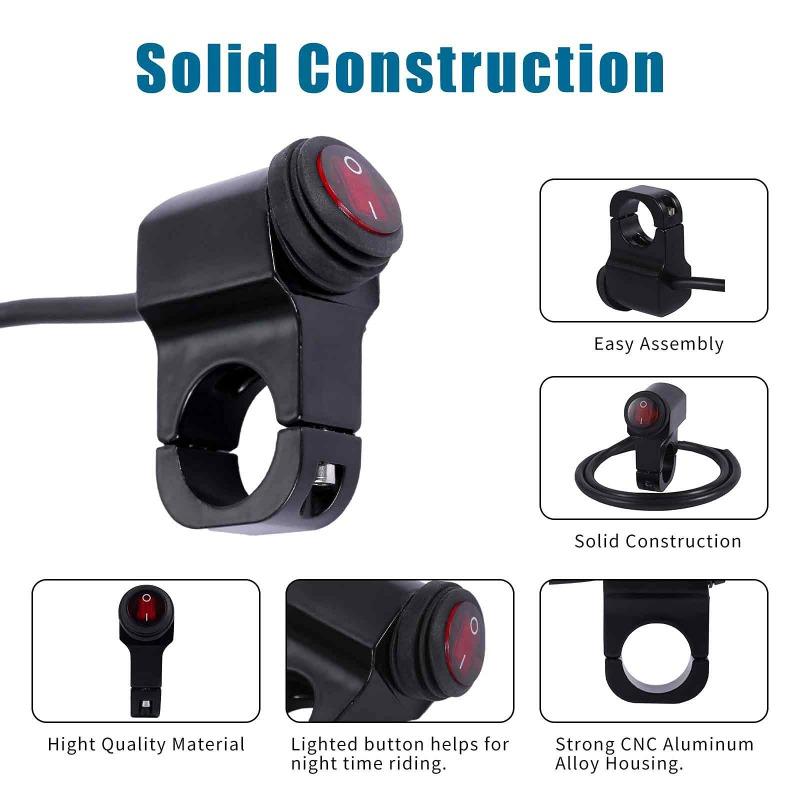 1/2/4PCS 12V Waterproof Motorcycle Handle Switch Aluminum Alloy Headlight Power-off Button Universal Horn Control for Bikes