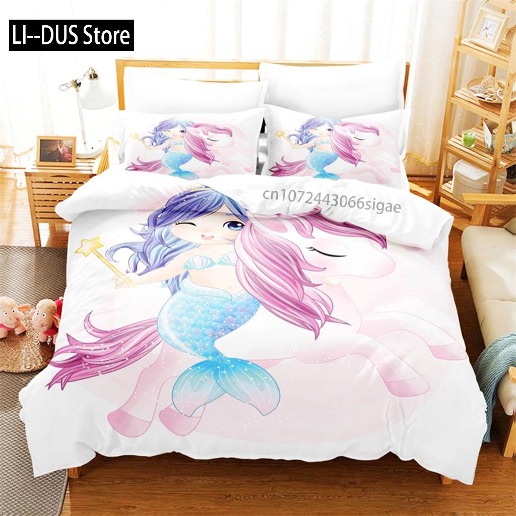 Cartoon Girl Bedding Set Duvet Cover Set 3d Bedding Digital Printing Queen Size Bed Set Fashion Design