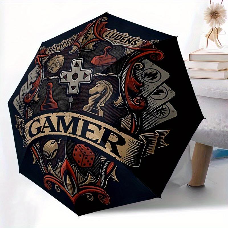 1pc Gamer Crest Auto Open/close, All-Season Portable Folding Umbrella for Women & Men, Travel, Everyday, Formal Events - Compact Luxury Parasol, Outdo