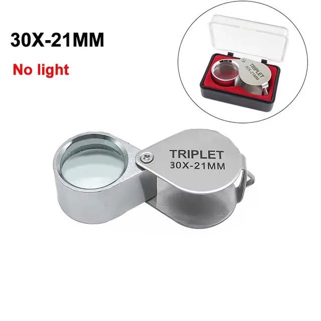 Professional 10X/20X/30X Folding Jewelers Eye Loupe Pocket Magnifier for Jewelry Coins Gems Stainless Steel with Storage Box