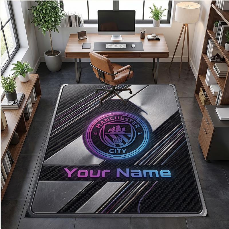 Crystal Velvet Rug Manchester City Print Custom Name Text Floor Mat Home Decor