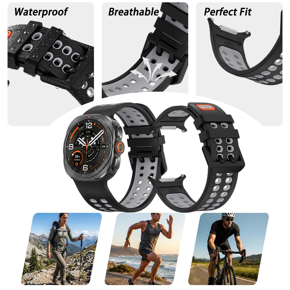 2 Stück Neues Silikon-Uhrenarmband für Samsung Galaxy Watch Ultra 2 1 Spezieller Anschluss Atmungsaktives Ersatzarmband Weich Wasserdicht