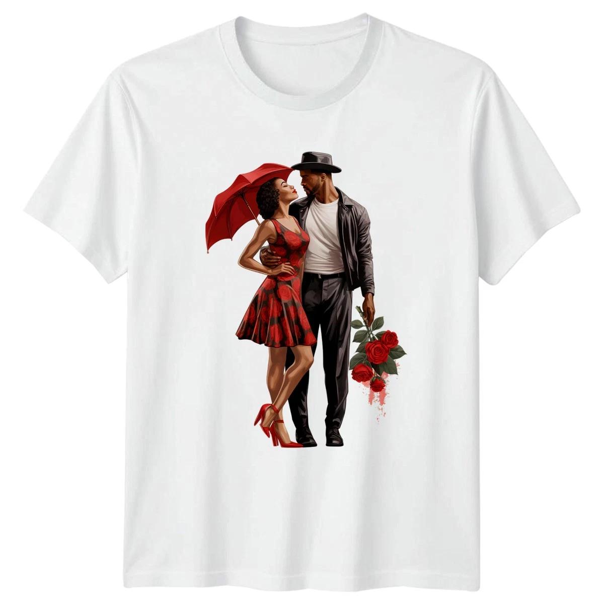 Romantic Couple Red Roses Love Unisex Graphic Tee S