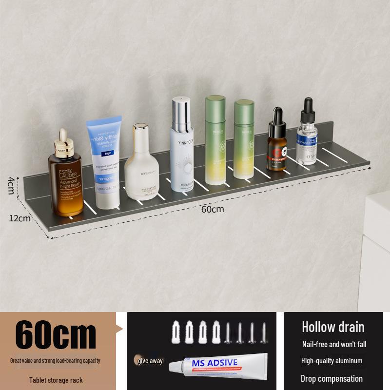 Wall-Mounted No-Drill Bathroom Vanity Shelf with Space for Faucet and Mirror