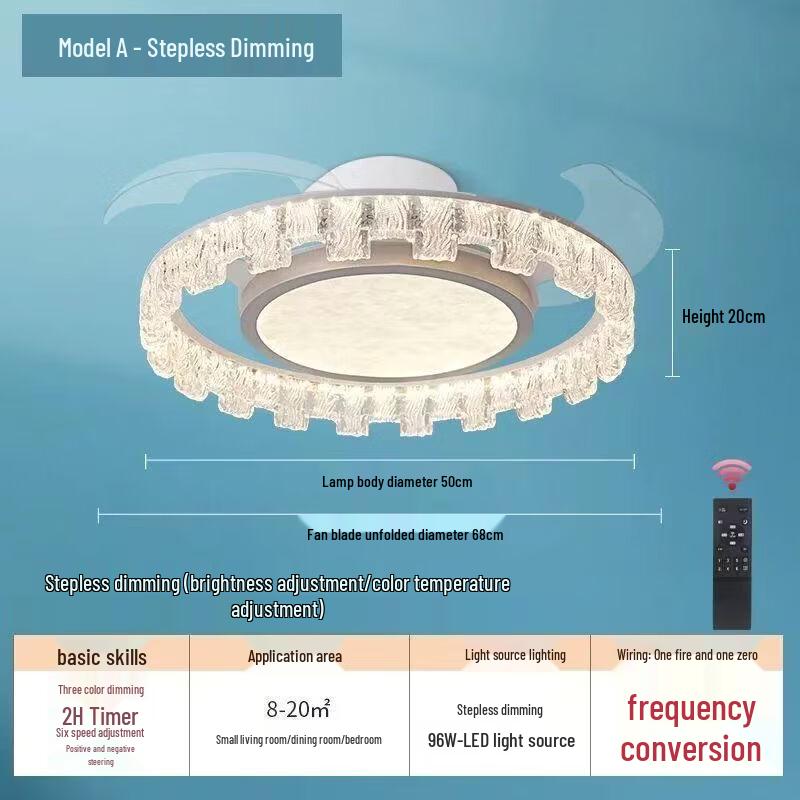 Mengpao Minimalist Rechargeable Ceiling Fan Light with Remote