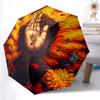 1pc Buddha Flowers Pattern Automatic Folding Umbrella - Compact 8-Rib Design, Durable Plastic & Iron, Lightweight for Outdoor Daily Use081