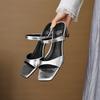 Sommer Damen Ein-Wort-Slipper lässig einfarbig Rindflechsensohle Sandalen mittlerer Absatz neu bequem kühl Slipper große Größe dicker Absatz