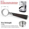 51mm Bottomless Portafilter with Two Ears for De-longhi EC260/EC3420/EC155/ECP3120, 51mm Portafilter with Black Wood Handle, 304 Stainless Steel Repla