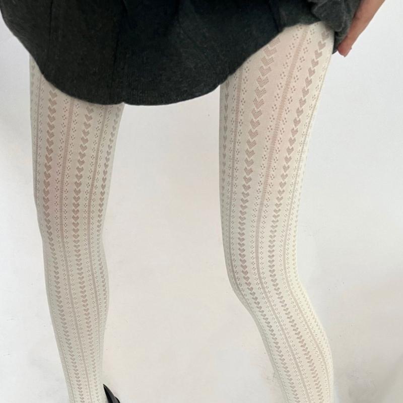 Japanese Cutout Heart Patterned Mesh Pantyhose Elegant Stretchable Nylon Tights Slimming Leggings Stockings for Women