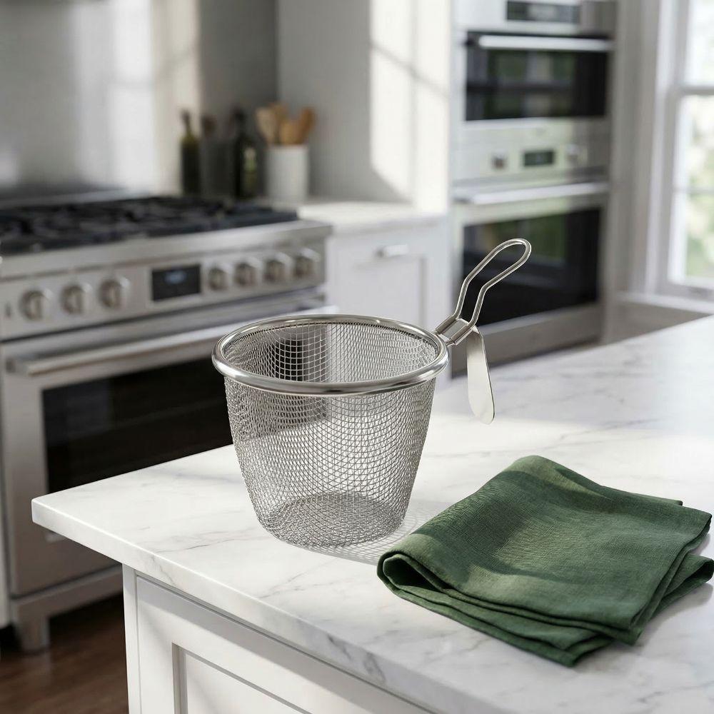 304 Stainless Steel Deep Fryer Basket Fine Mesh Food Strainer Food Colander  Onion Rings