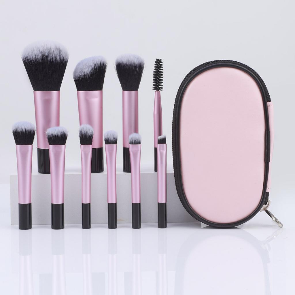 Portable Travel 10 Makeup Brush Set Mini Novice Student Beauty Tool Soft Hair Loose Powder Eyeshadow Brush