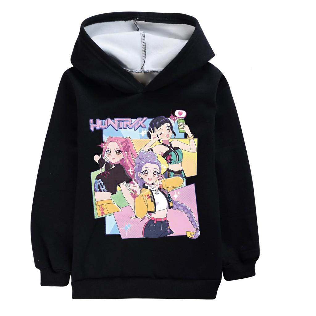 4975 Kids Girls Kpop Rumi Zoey Mira Print Casual Long Sleeves Thick Velvet Warm Hoodie