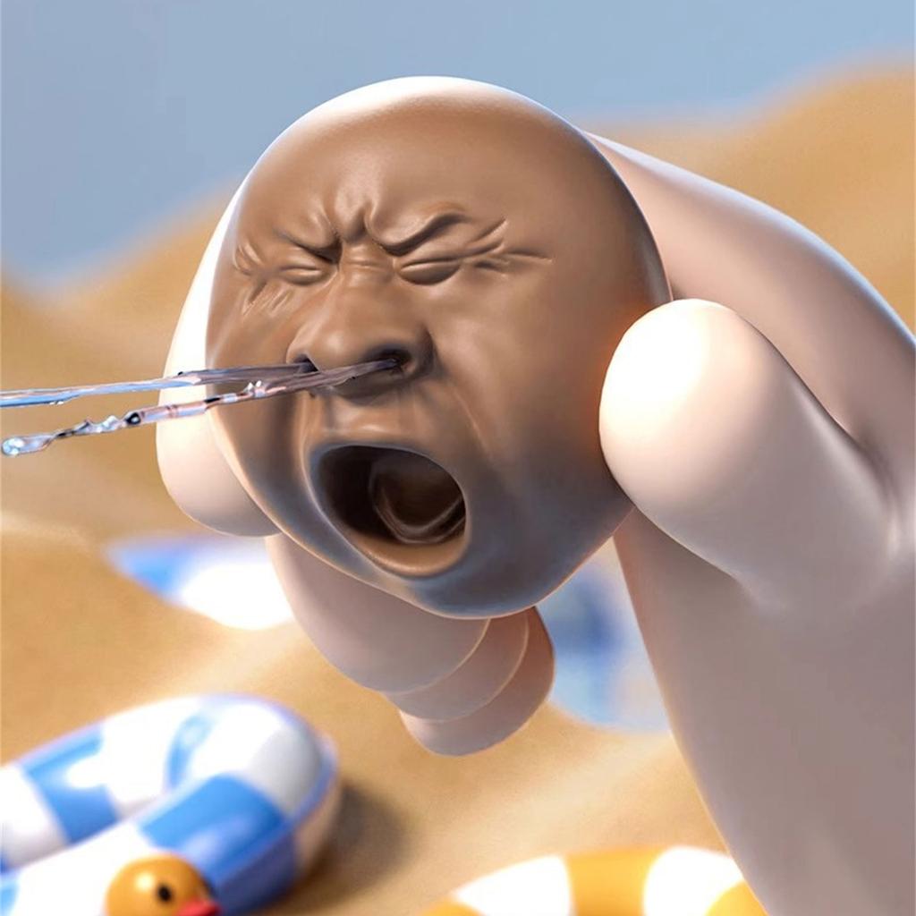 Funny Yawning Sculpture with Water Sprays Function Squeezing Toy Teas Ceremony Decoration For Fun And Gag Gift